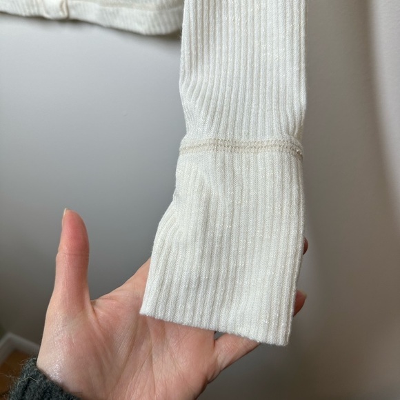 ABERCROMBIE & Fitch Cream Ribbed Button‎  Up Long Sleeve Small - Picture 3 of 5